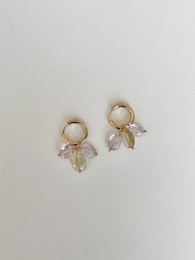 イエローカルセドニーのドロップピアス