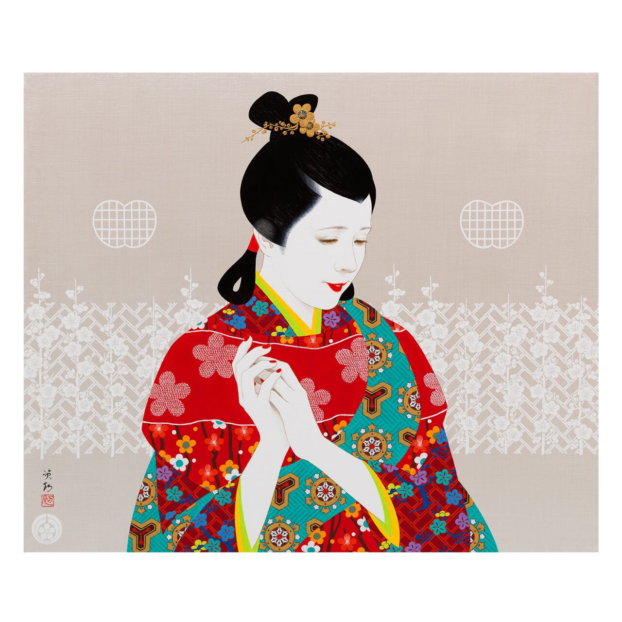 箔飾油絵 天光の駿 洋画家 池畠 史幸 新作.真筆画 【公式通販】