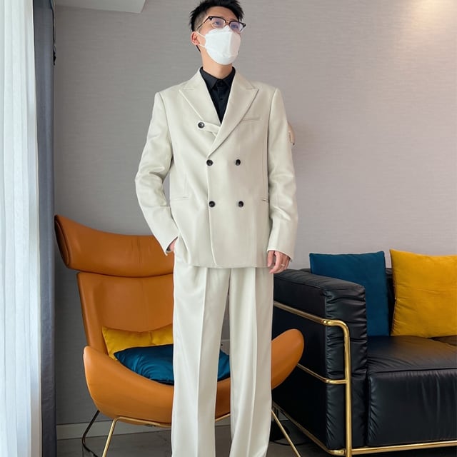 予約販売】メンズ セットアップ スーツ 無地 シック スリム 男前 予約販売】メンズ セットアップ スーツ 無地 シック スリム 男前