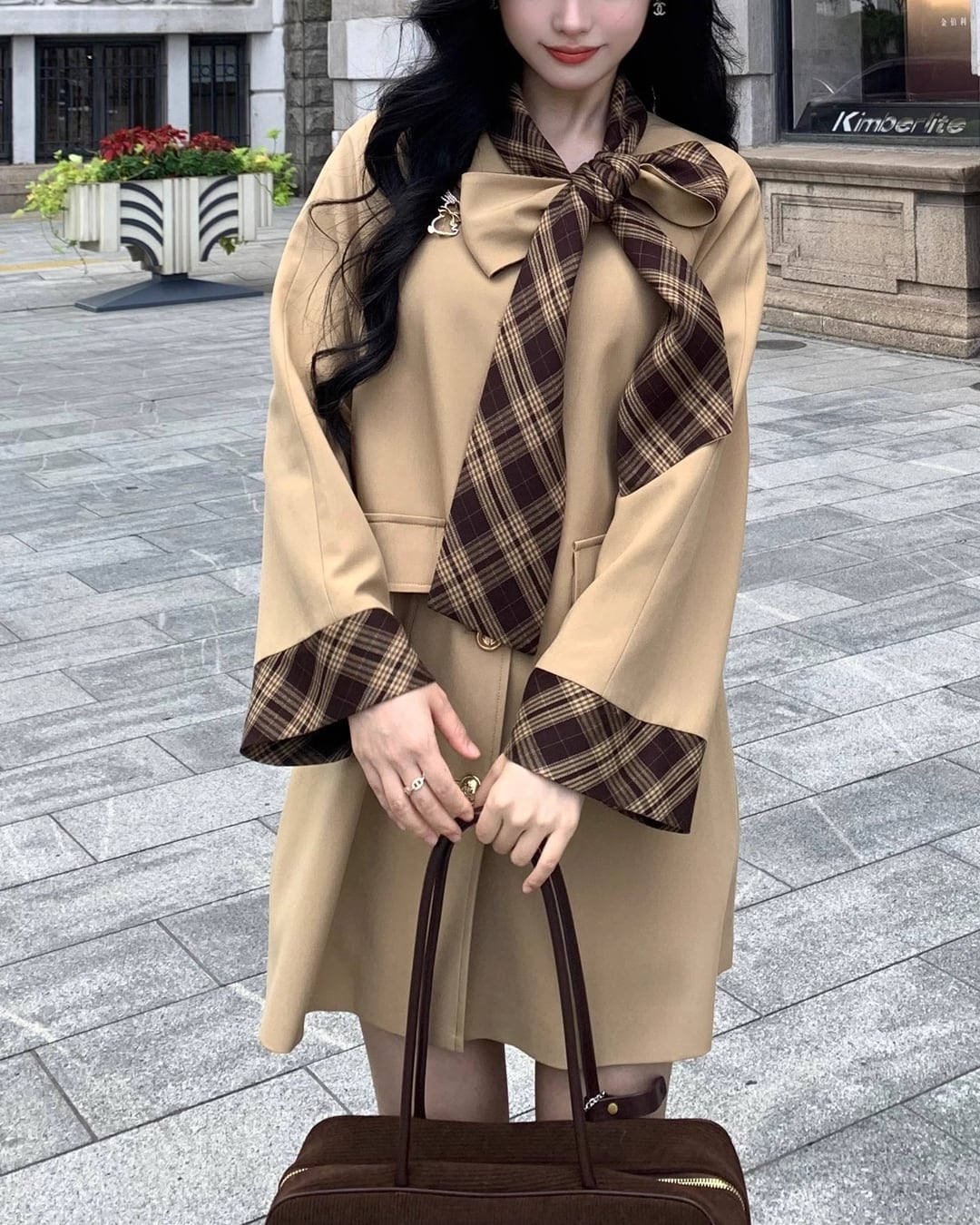 ブリティッシュチェックリボンコート 24W10029 | Deelia