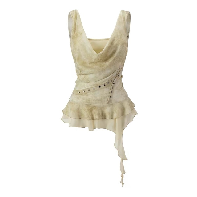 [Cest Nous] chiffon lotus leaf strap bra top