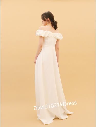 前撮りドレス オフショルダー エレガント ロング 2次会 挙式  