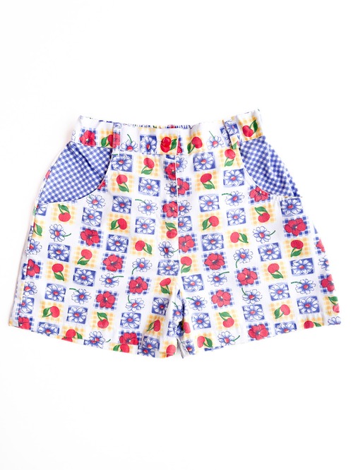 【150cm】VINTAGE 90's 花柄 ショートパンツ【10407】※