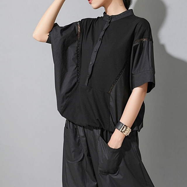 Stand collar drawstring top C0238