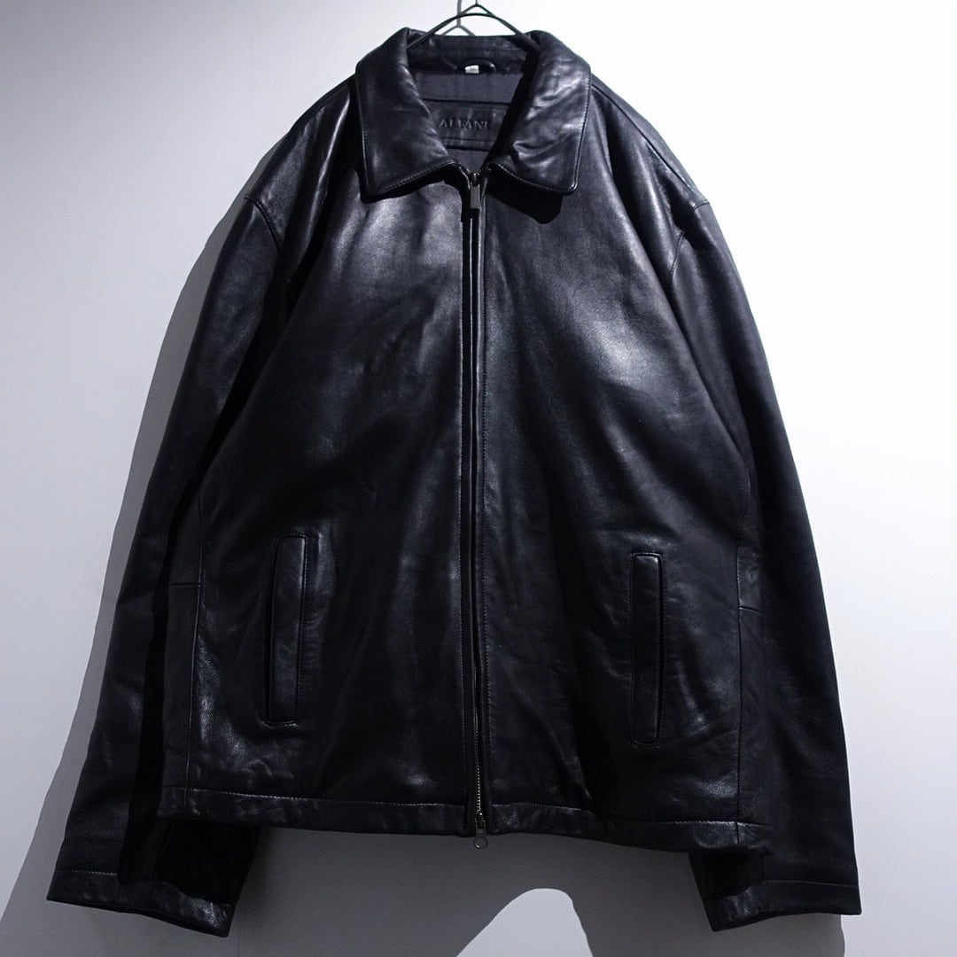 90s "ALFANI" Black Double-Zip Swing Top Leather Jacket
