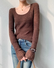 Round neck rib hem Knit T20273