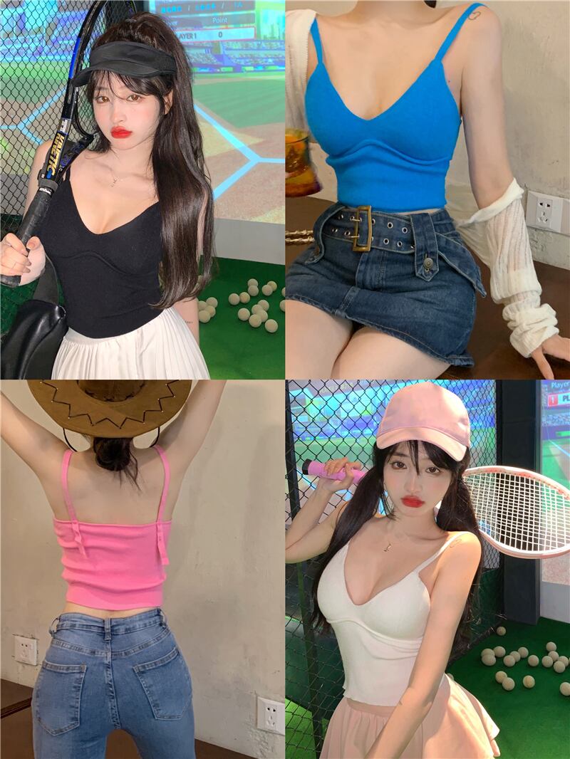 ニットサマーショートスタイルホルターコート 夏物 ブラックストロベリース58249613692