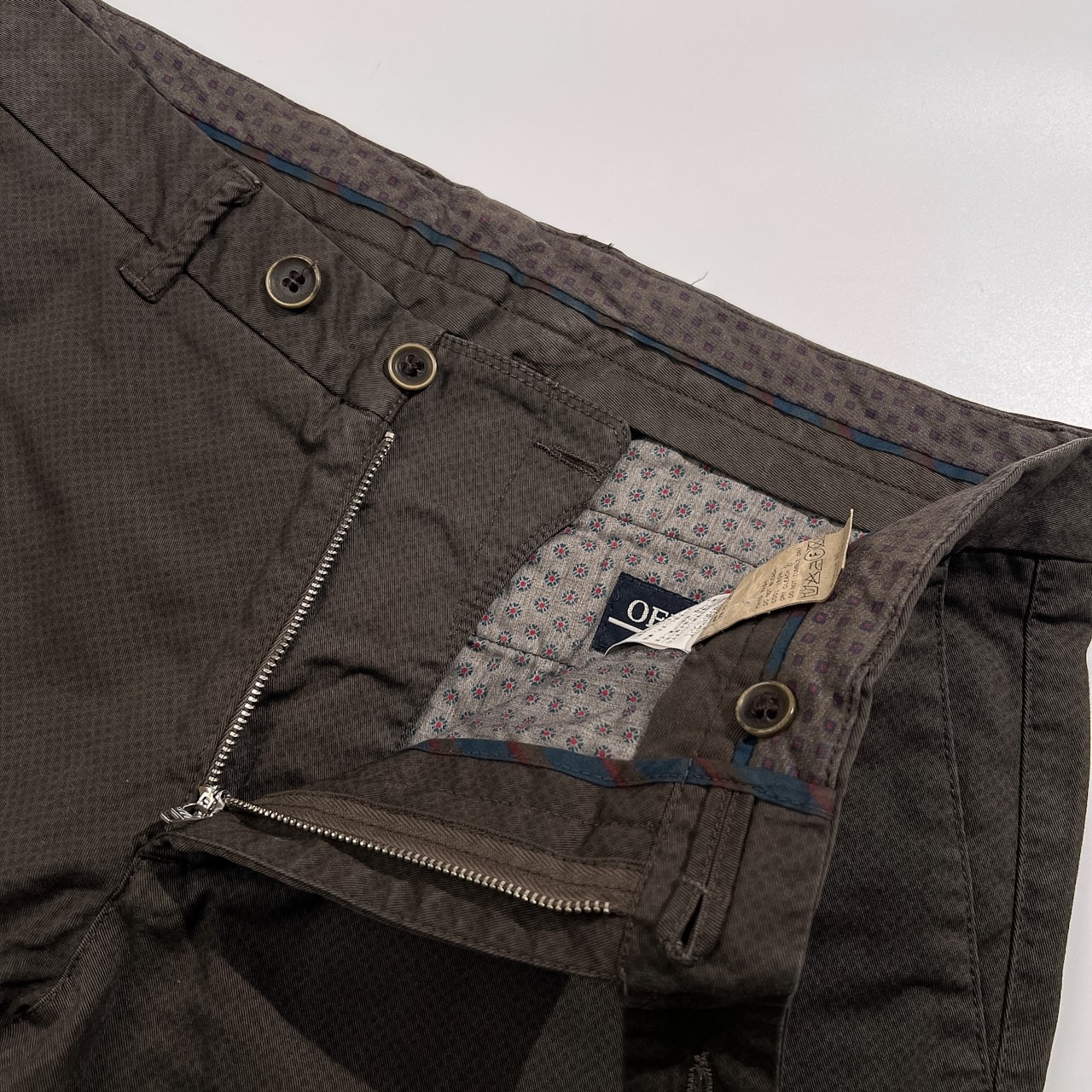 イタリア製 OFFERS オファーズ 総柄 コットン ストレッチ トラウザー パンツ ボトムス サイズ 50 /メンズ/ダークブラウン系