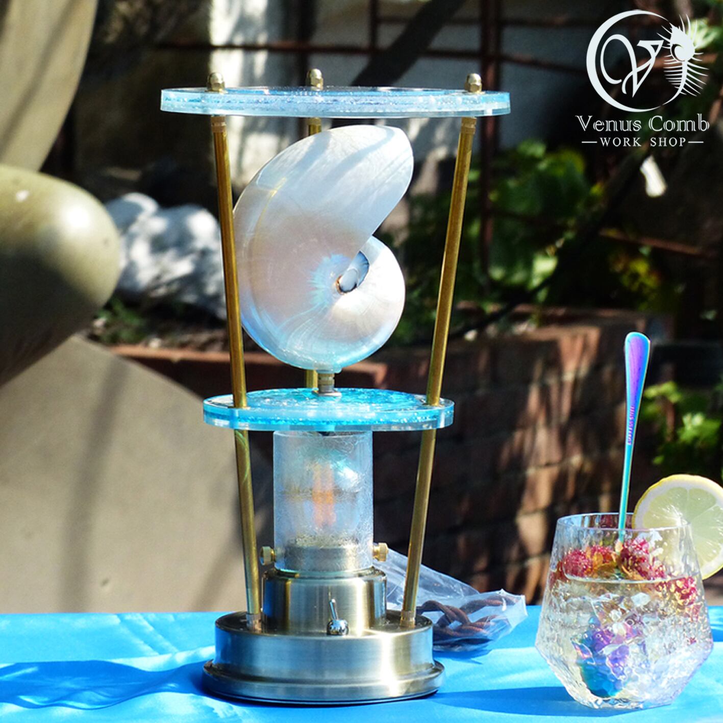 ◇オウムガイのレトロ調LEDスタンドライト◇ コンセント・コード式（B