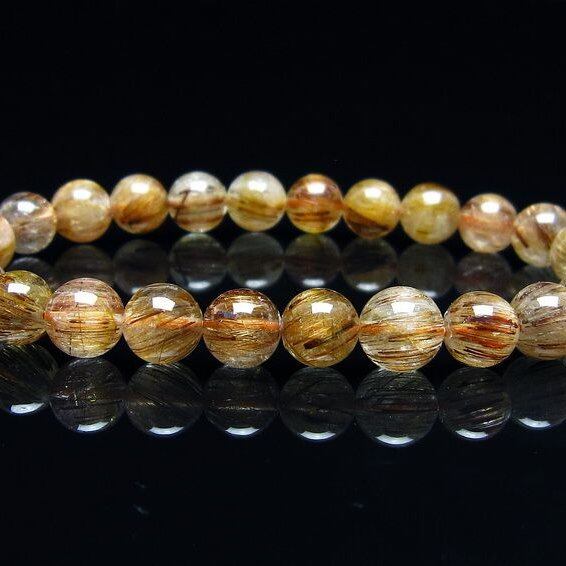 キャッツアイルチルクォーツ ブレスレット 7mm ルチルクォーツ ブレス 一点物 メール便可 [M便 1/10] 111-45919