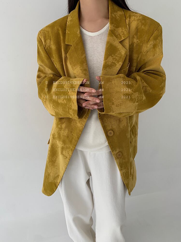 カラージャケット スプリングオータムカジュアルスタンダードスタイルルーズ薄手 ロング レトロ ストリート 春物 秋物 ビッグFスモールZ韓国30329074021