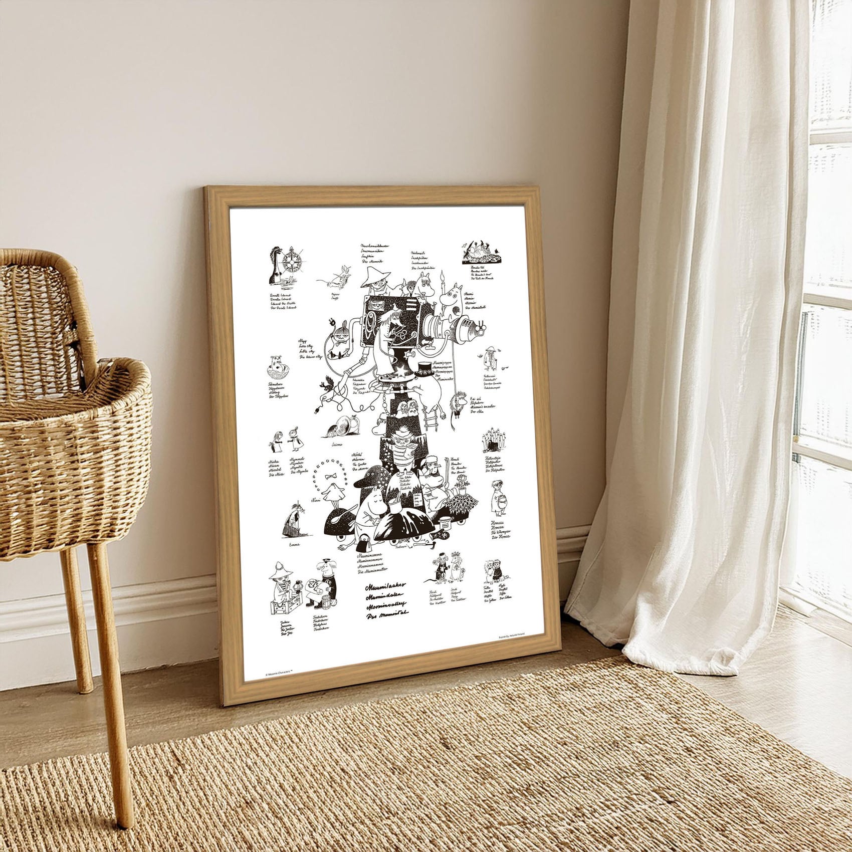 ムーミン 北欧 Putinki「ムーミン キャラクターズ」送料無料 フレーム 展示用フック付アートポスター 絵画 インテリア アート