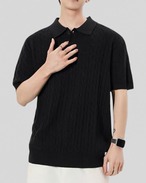 Textured Knit Polo（100％/60％/0％）
