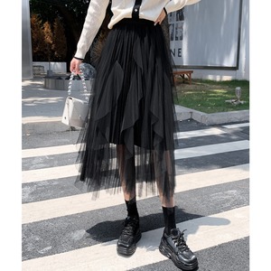 アシンメトリー シアー ドレープ プリーツ スカート 7color 10319