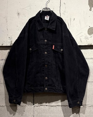 【Caka otto】80's〜90's Rare Black Color Euro Vintage Denim Tracker Jacket