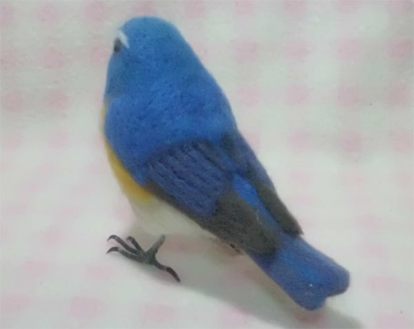 受注作成品】 ルリビタキ 野鳥 リアルサイズ♪ 羊毛フィギュア 野鳥 1