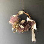 スモークツリールビーファーのボルドードライリース　 Smoke bush ruby fur  Bordeaux color dry wreath