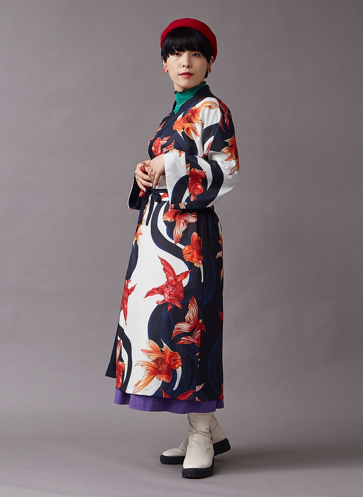 倭物やカヤ×重宗玉緒コラボ モダンキモノワンピース KINGYO | 重宗玉緒