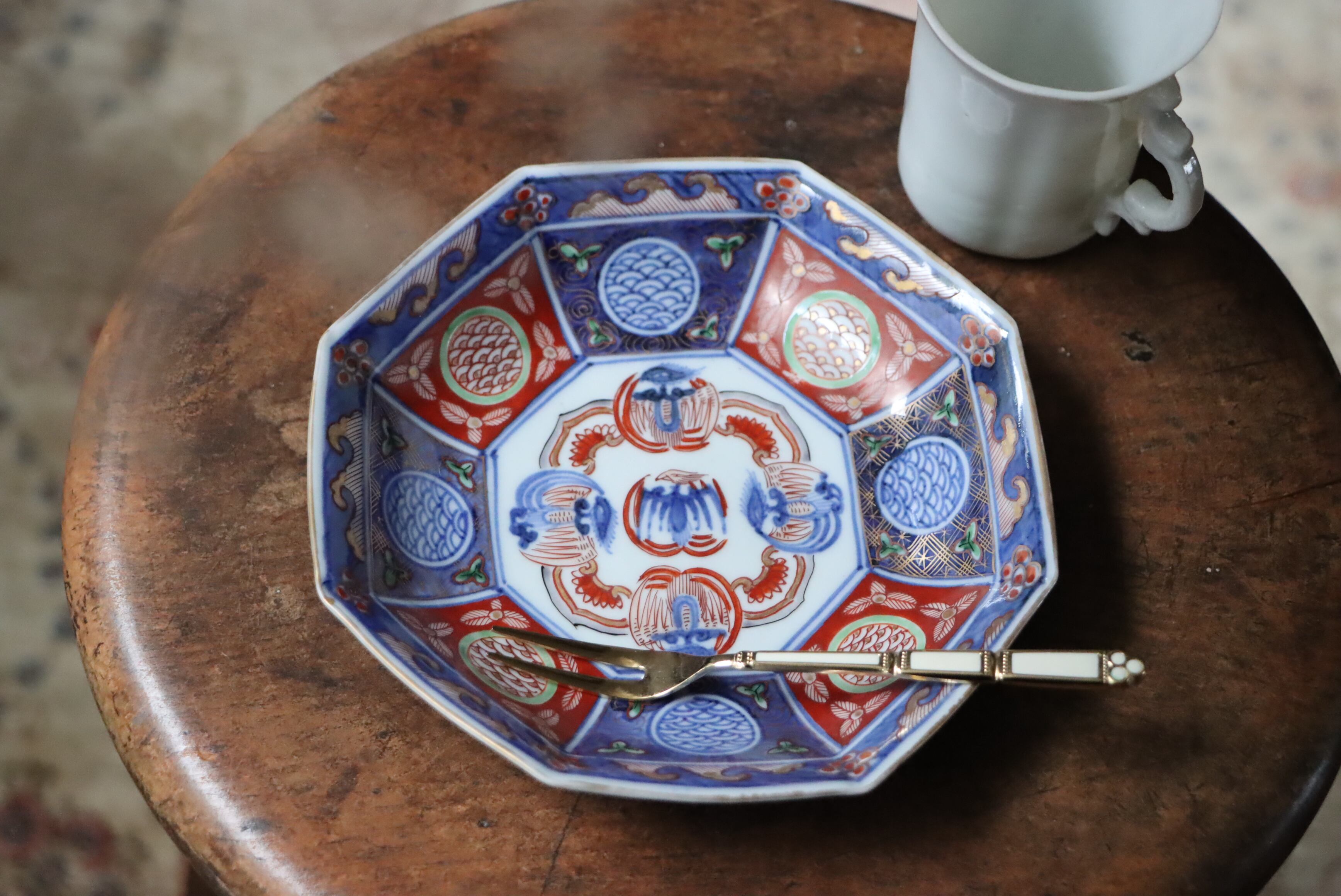 大聖寺伊万里 色絵 鳳凰文 八角形 平向付/Daisho-ji Imari octagonal