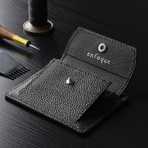 手縫い仕立てのコイン&カードケース 黒桟革&フレンチカーフレザー ブラック