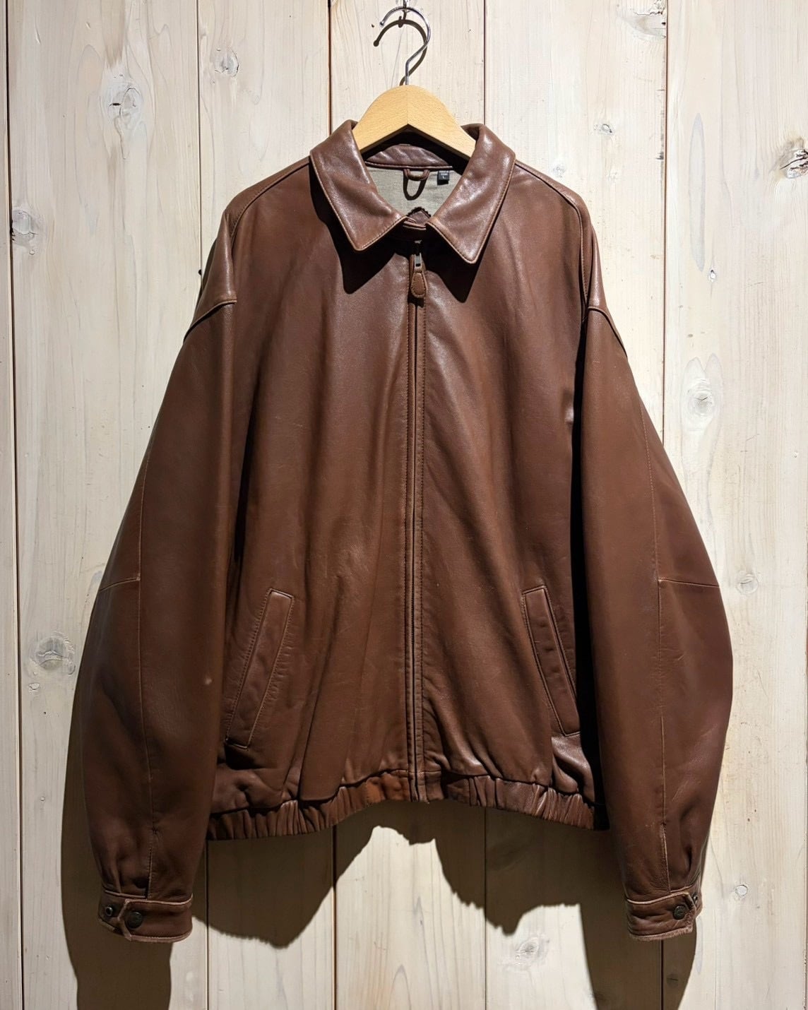 a.k.a.C.a.k.a vintage】Brown Color Vintage Zip Up Lamb Leather