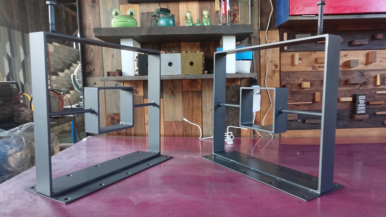 マットグレーでアイアンなフラット鉄脚♪ 50×400×350mm 回型 2脚ver  