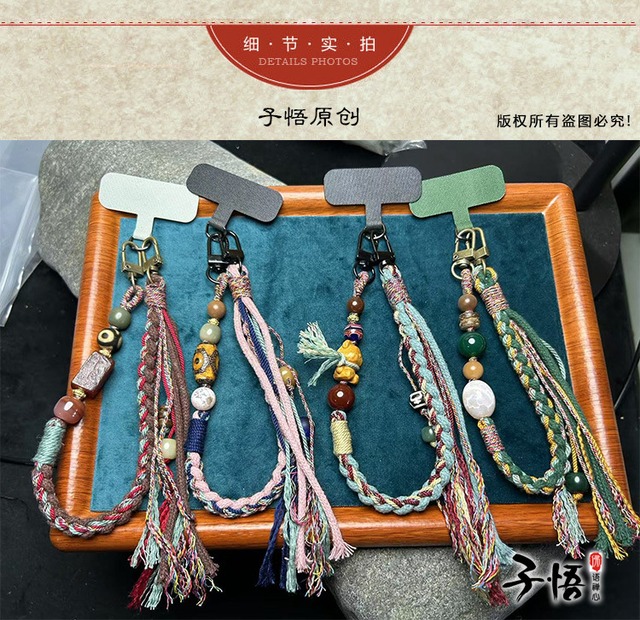 手作り綿編みの携帯電話用ブレスレット
