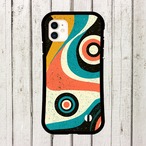 受注生産 iPhoneケース 同心円と波線のレトロ抽象｜レトロウェーブ CURV019C
