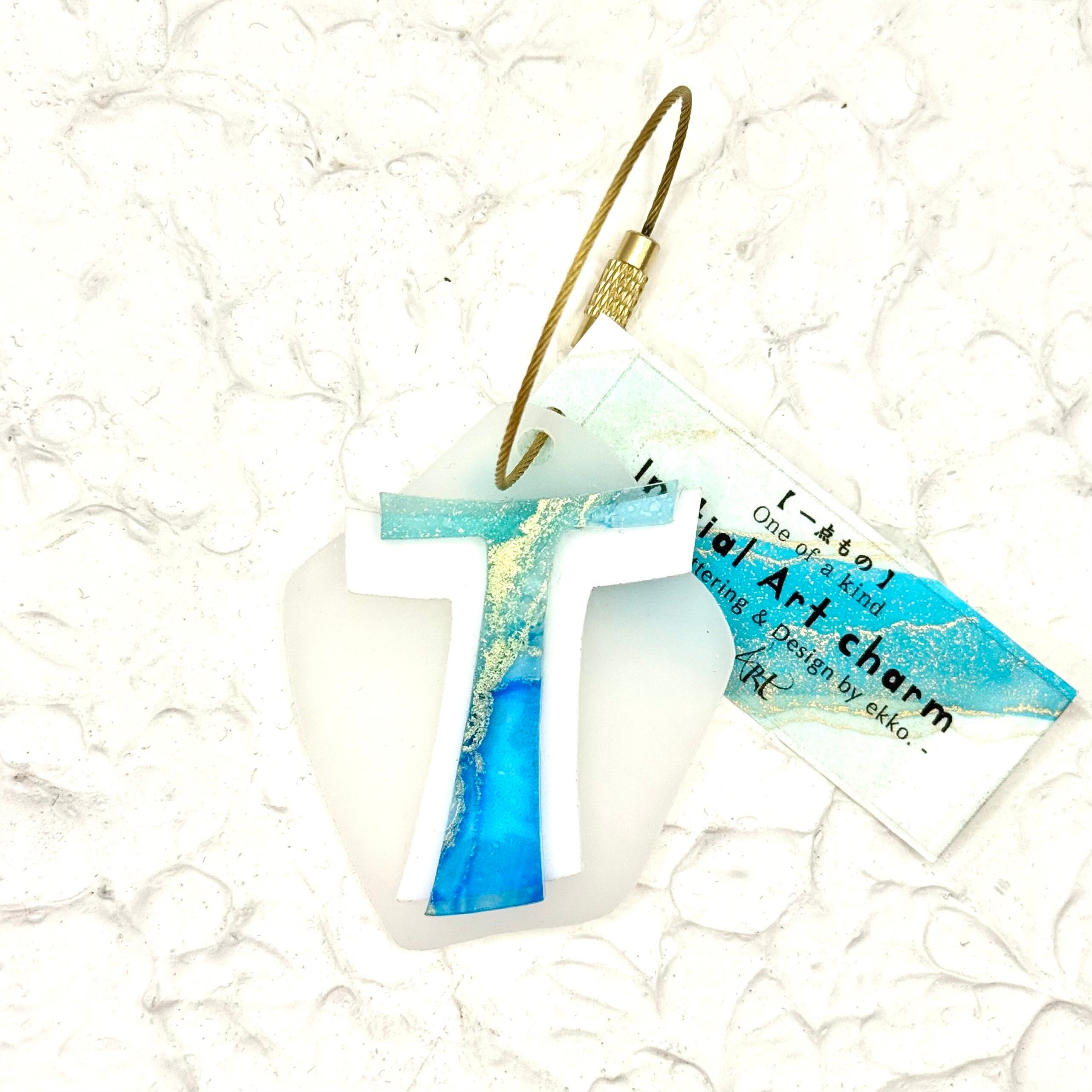 グロス♢イニシャルチャーム [ T ] Blue × White × Milky white