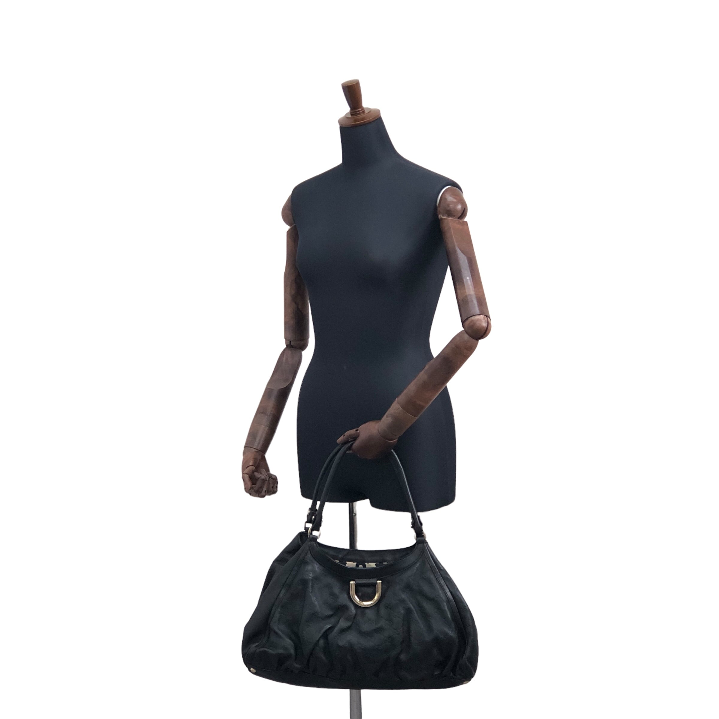 GUCCI グッチ アビー GG柄 ショルダーバッグ ブラック レザー トート