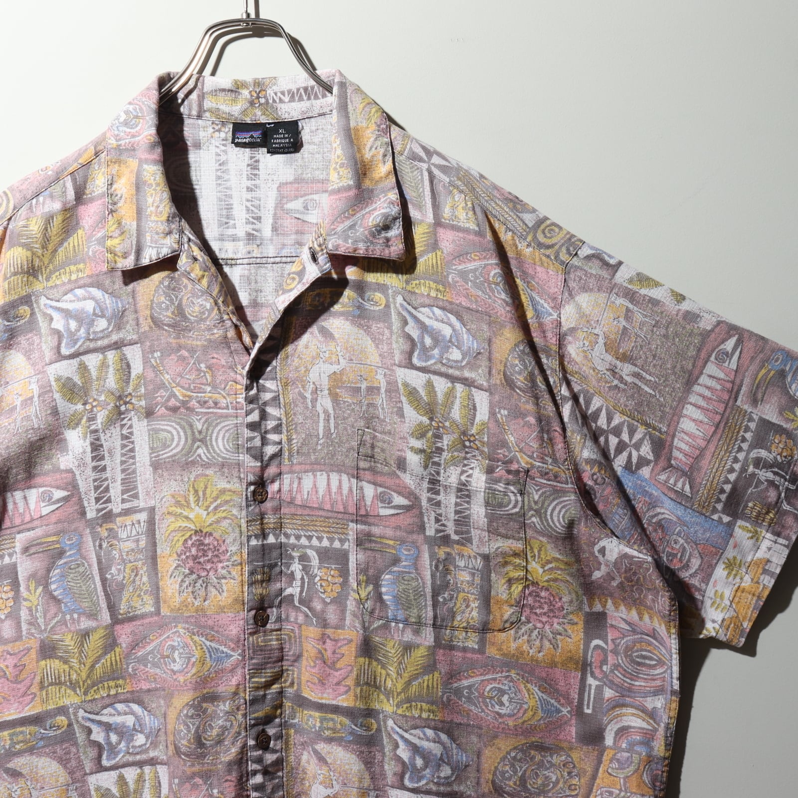 極美品 XL 95年 ACシャツ パタゴニア patagonia 総柄 アロハ 古代壁画 
