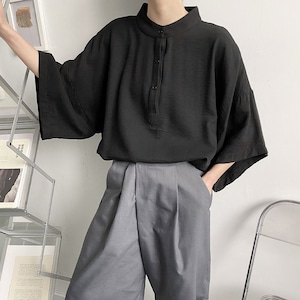 Loose Dolman Sleeve 3/4-Sleeve T-Shirt(MT1595)