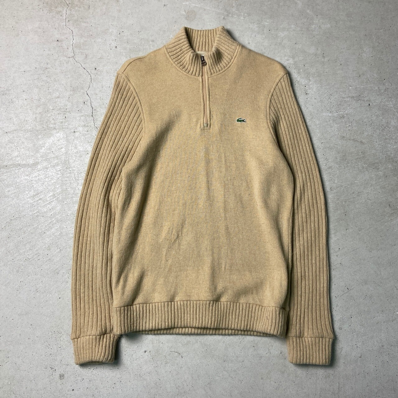 LACOSTE ラコステ ハーフジップ ウールニットセーター メンズM相当 