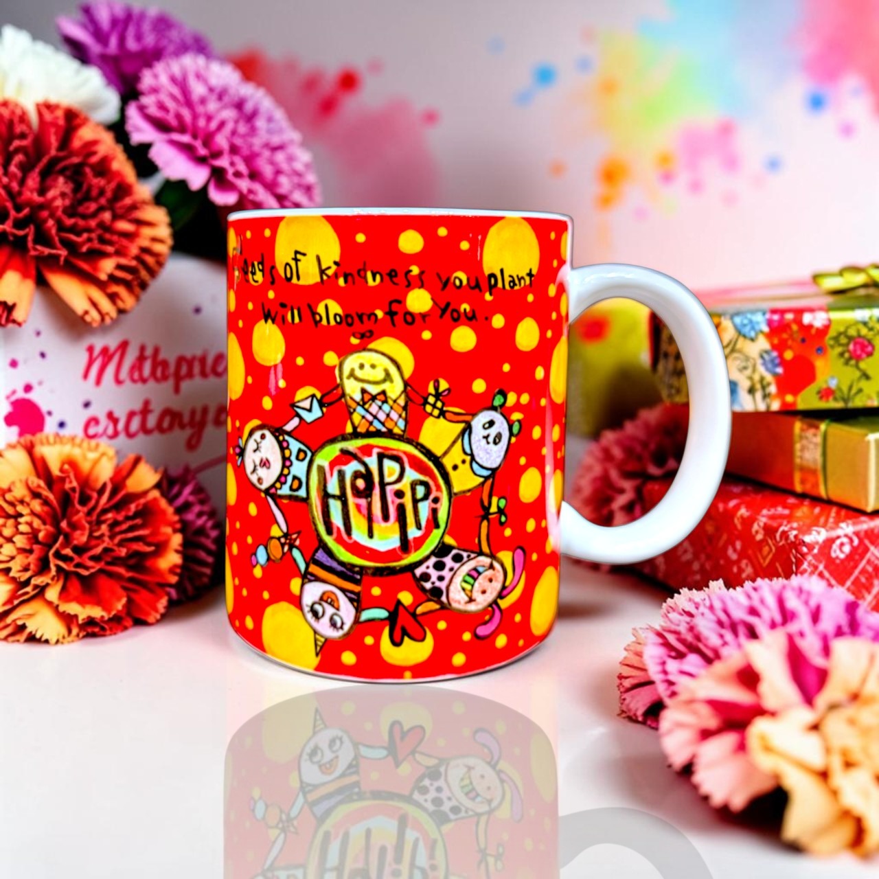 【母の日限定ラッピング付】pipi陶器マグカップ ハピピ