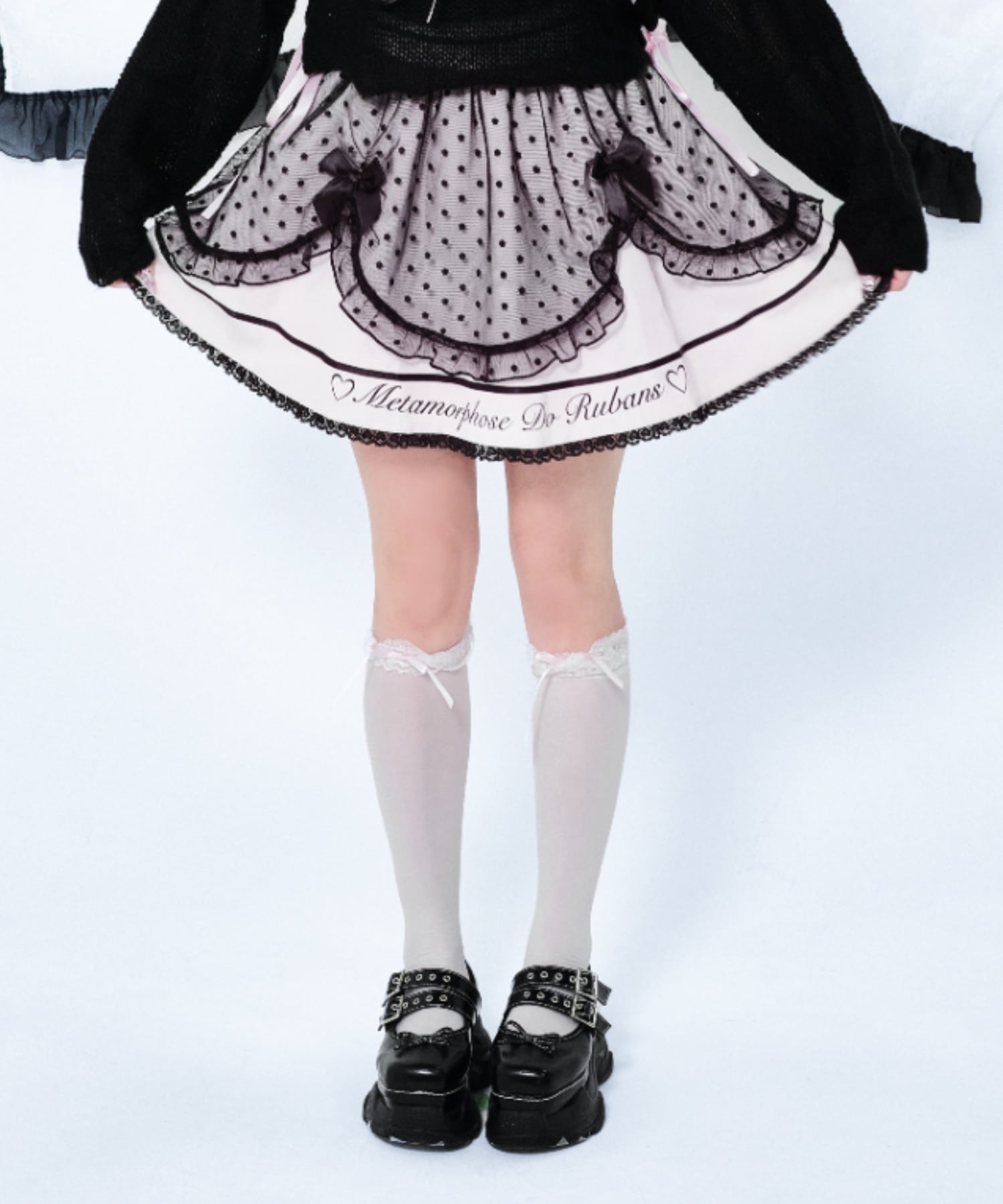 Magia Charm リボンエプロンフリルスカート / フレアスカート　ミニ Magia Charm（マギアチャーム） スカート リボンエプロンフリル