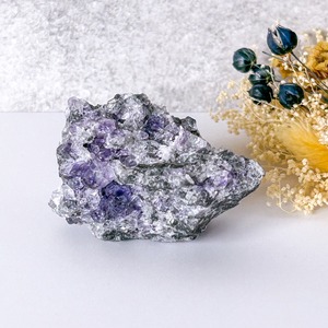 パープルフローライト&水晶