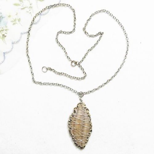 縞瑪瑙の石のペンダントネックレス　 コスチュームジュエリーのセール通販　11490N