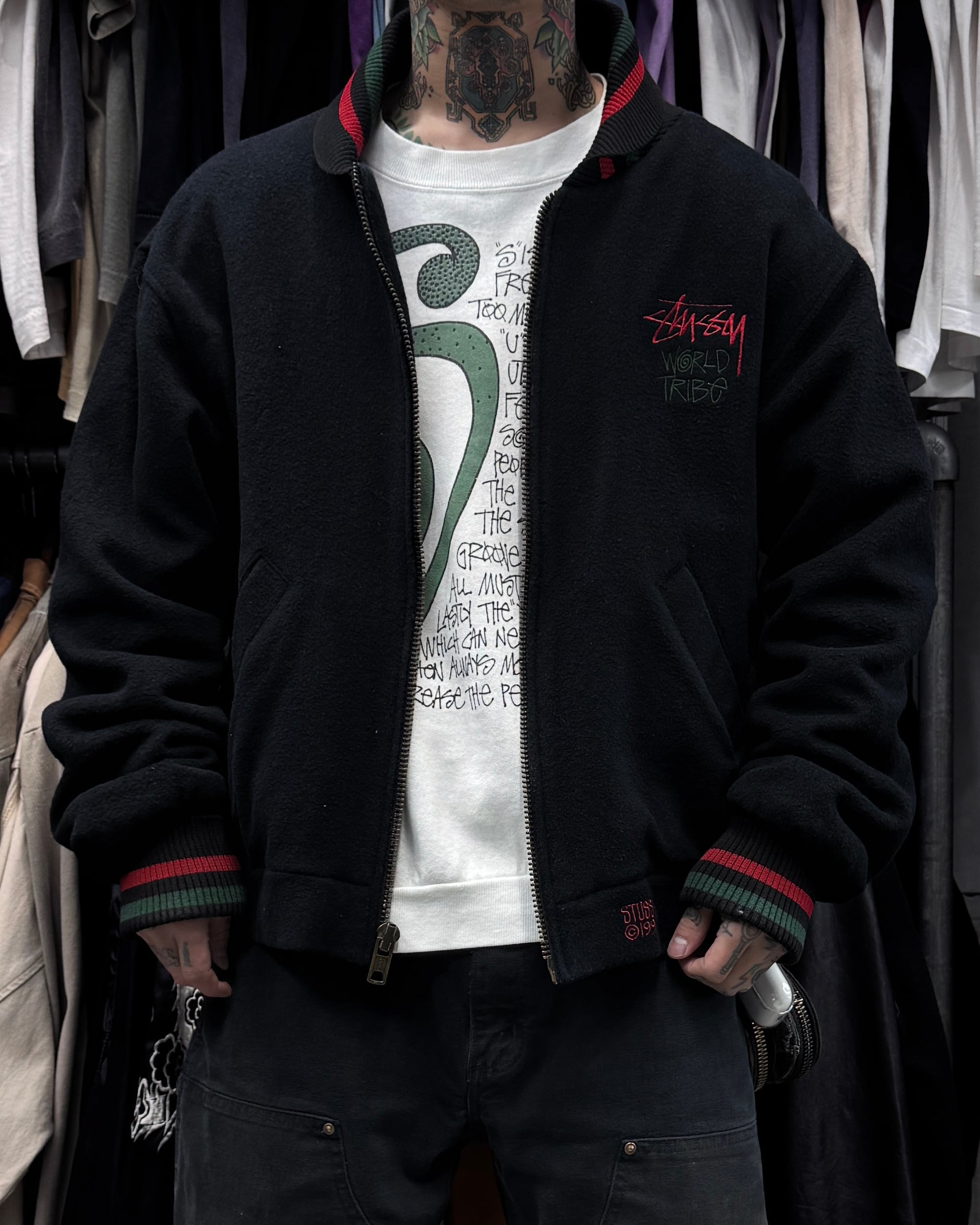 Special!!】90's old stussy Wool Varsity Jacket “©︎1991” “WORLD