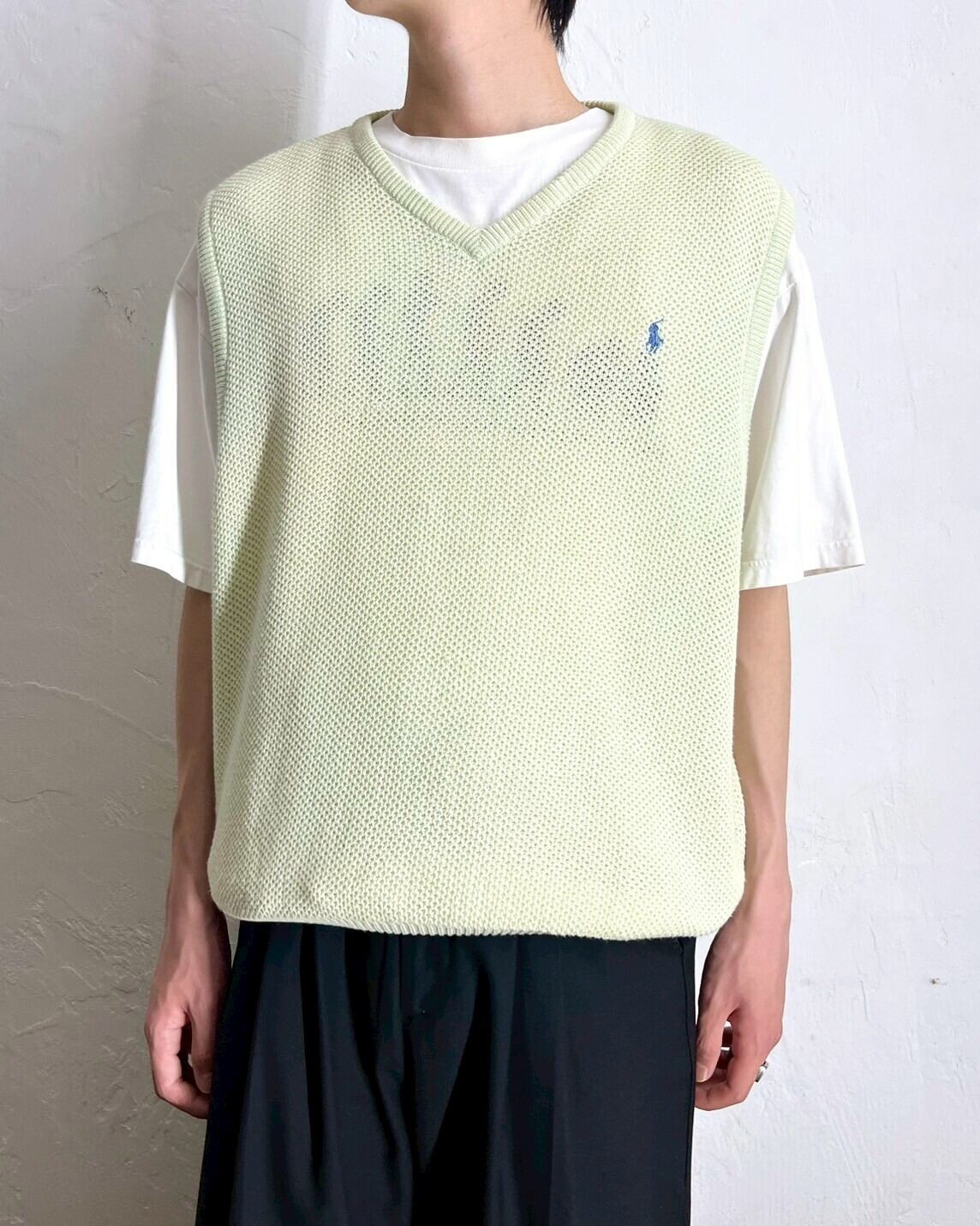 90s POLO GOLF(Ralph Lauren) "Mesh" Cotton Knit Vest