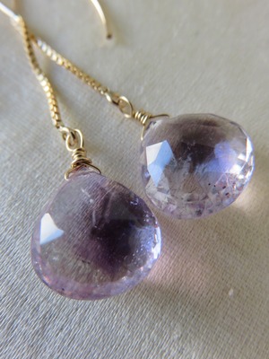 【2月誕生石】エレスチャルアメジストのロングピアス