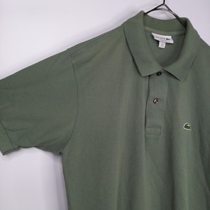 ラコステ　ポロシャツ　半袖　シェルボタン　刺繍ロゴ　無地　ユーロ古着　ミリタリー