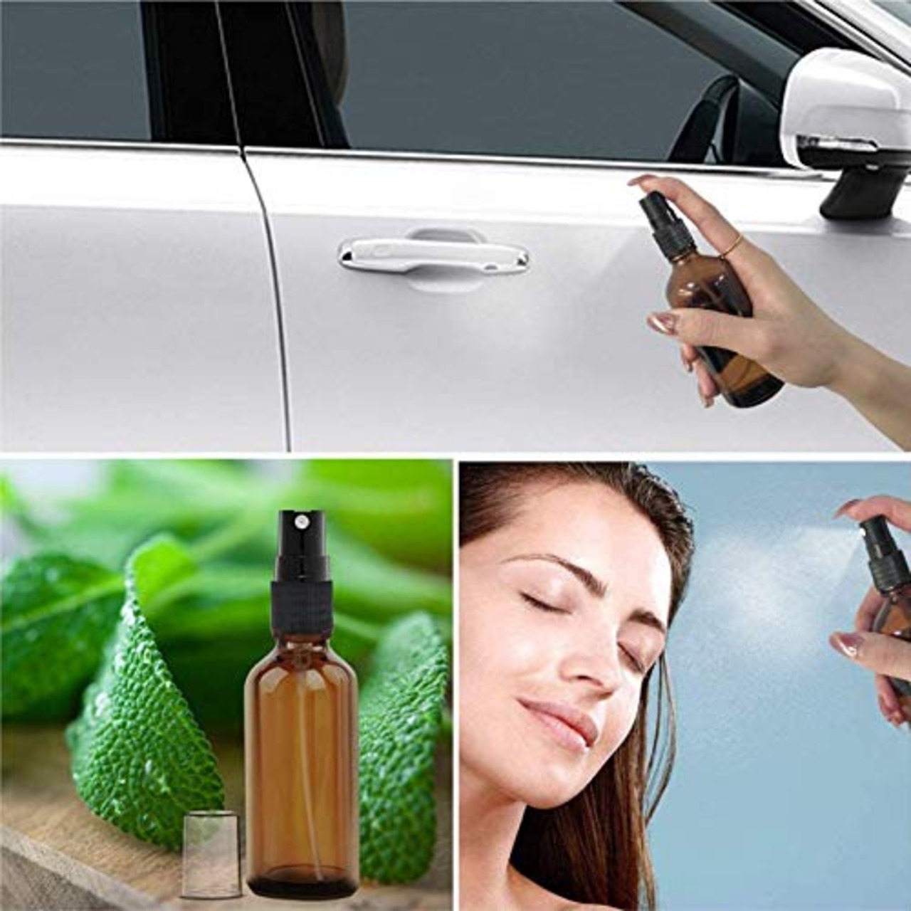 6個 スプレーボトル50ml 茶色 遮光瓶 霧吹き 詰替ボトル アロマスプレー 容器 遮光スプレー ガラス製