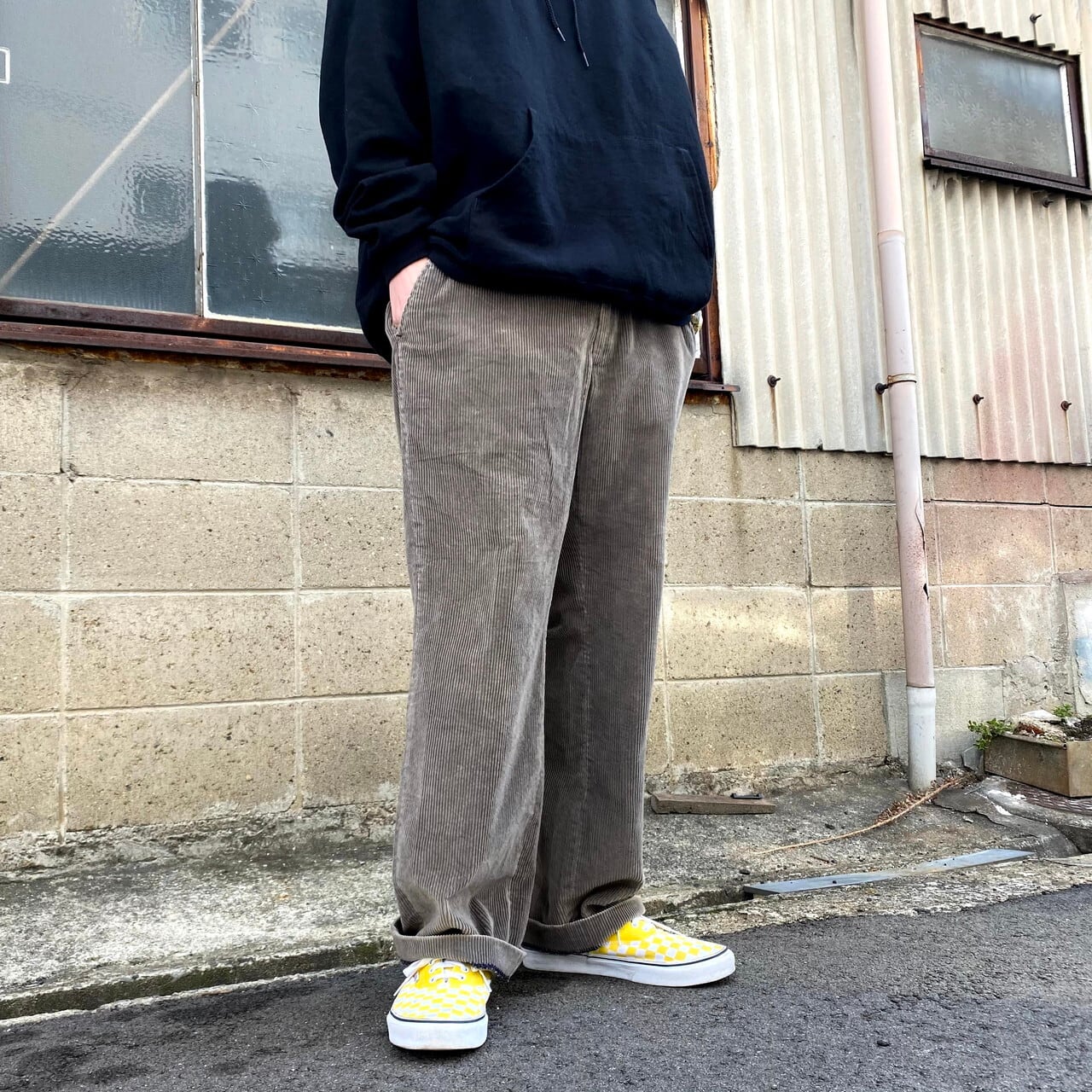 US 90s イージーパンツ コーデュロイ 太畝 バギー BAGGY A859