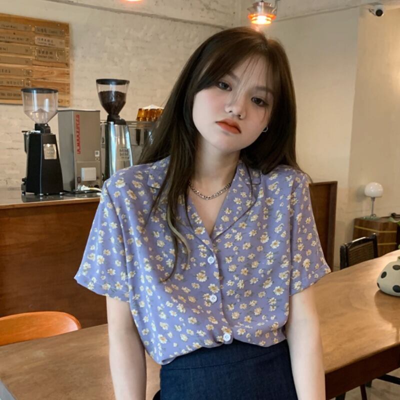 カラーフローラルシャツ サマートップス 大人ガーリー スウィート キュート カジュアル 夏物 花柄 YY-ファッション64607312182