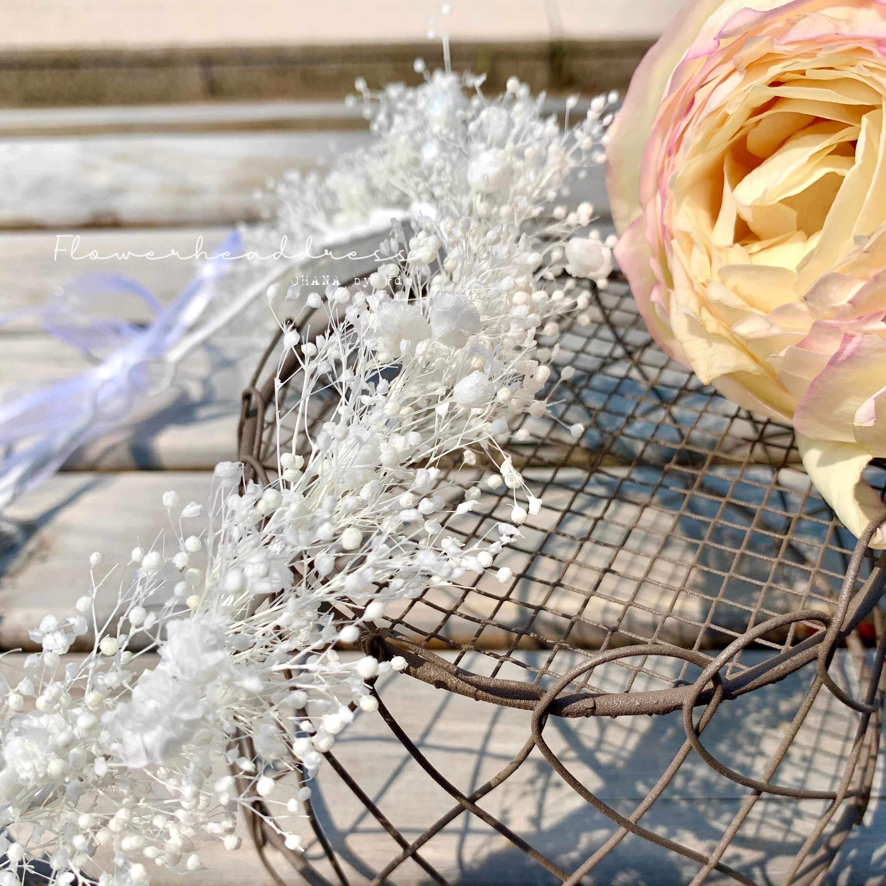 花冠 花かんむり ふわふわ かすみ草の花冠 成人式 卒業式 結婚式 振袖