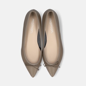 【OT3748】メッシュ型押し バレエシューズ：グレージュ 23.0cm【一部難あり】