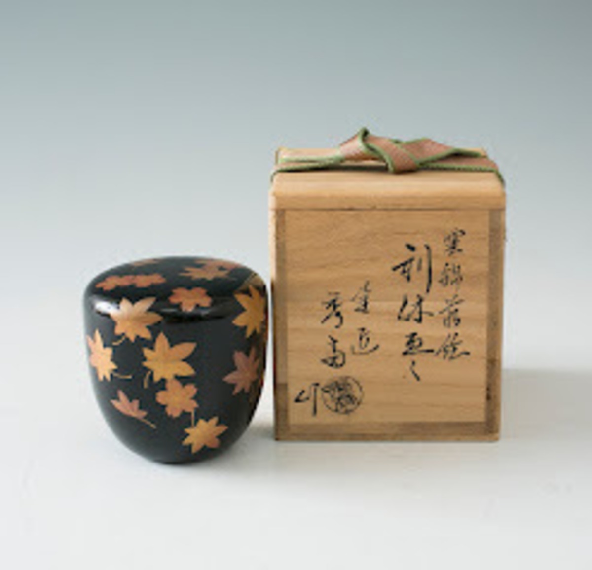 茶道具松雲造登亀蒔絵中棗極め箱MR6556