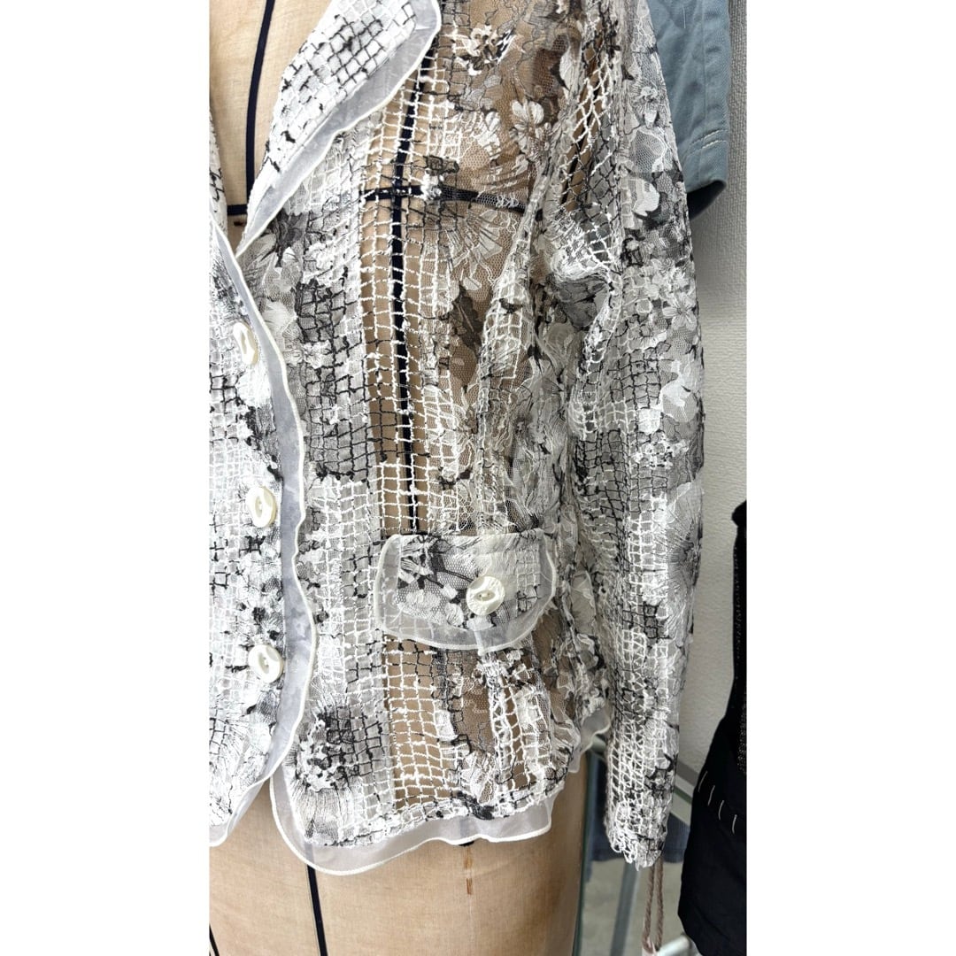 jacket / シースルージャケット 花柄 白 #c106 | KAU