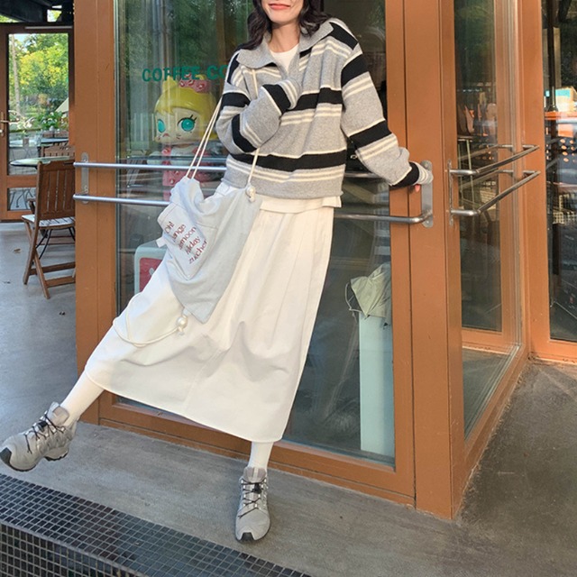 polo collar multi-border knit　J00202