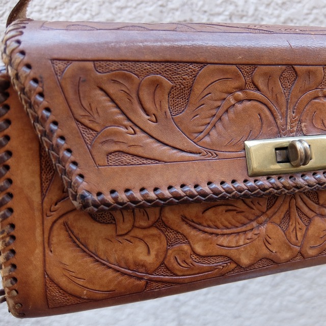 Mexican hand tooled leather bag／メキシコ 型押し レザー バッグ 